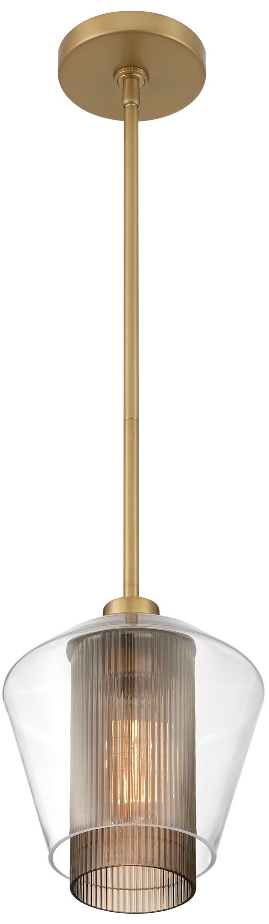 Minka Lavery Kiruna 1-Light 8-in Legacy Brass Mini Pendant with Glass Shade