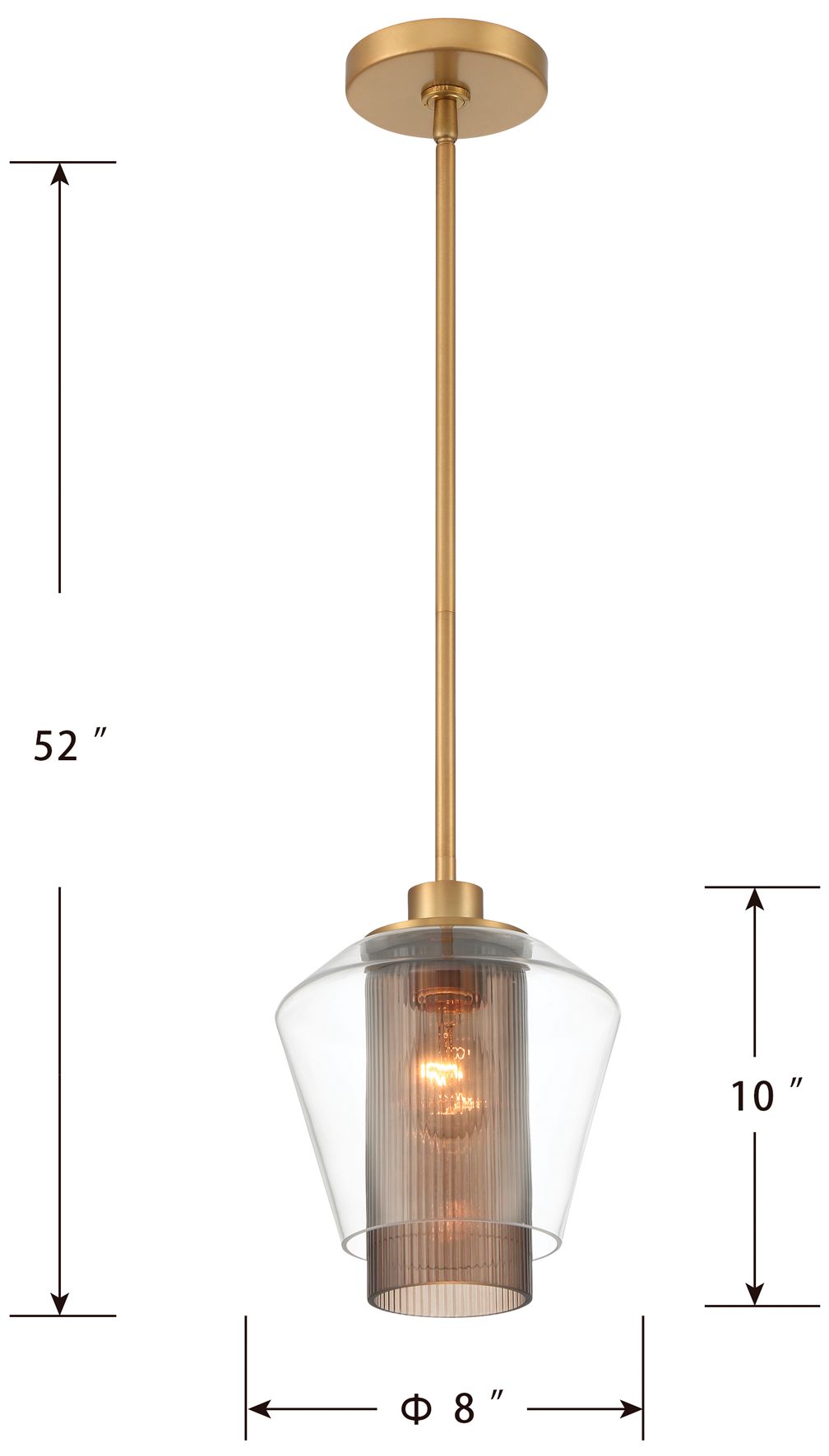 Minka Lavery Kiruna 1-Light 8-in Legacy Brass Mini Pendant with Glass Shade