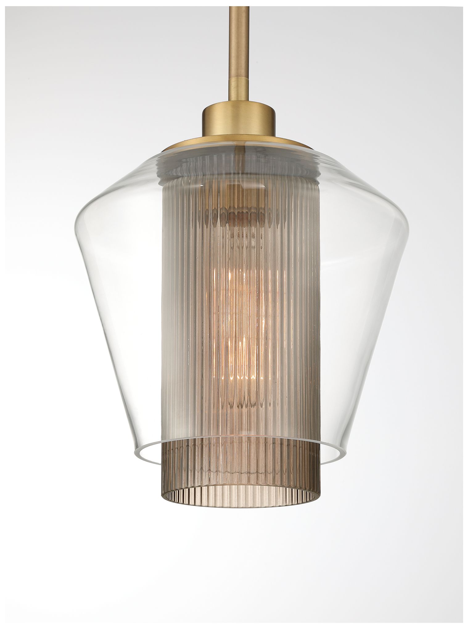 Minka Lavery Kiruna 1-Light 8-in Legacy Brass Mini Pendant with Glass Shade