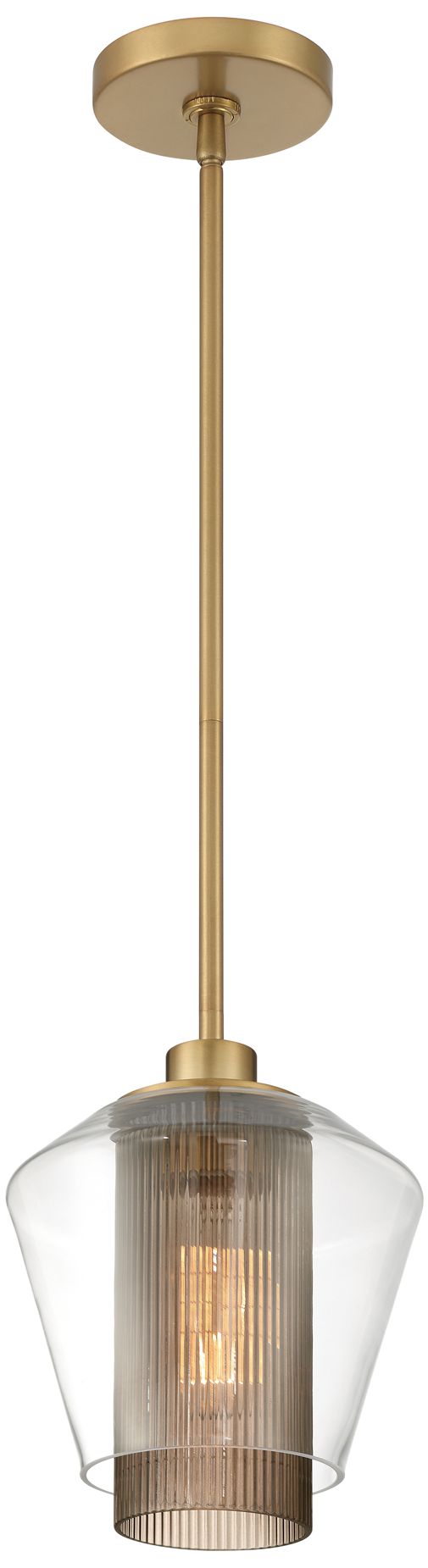 Minka Lavery Kiruna 1-Light 8-in Legacy Brass Mini Pendant with Glass Shade