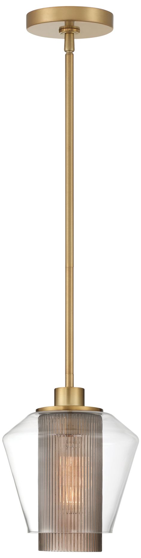 Minka Lavery Kiruna 1-Light 8-in Legacy Brass Mini Pendant with Glass Shade