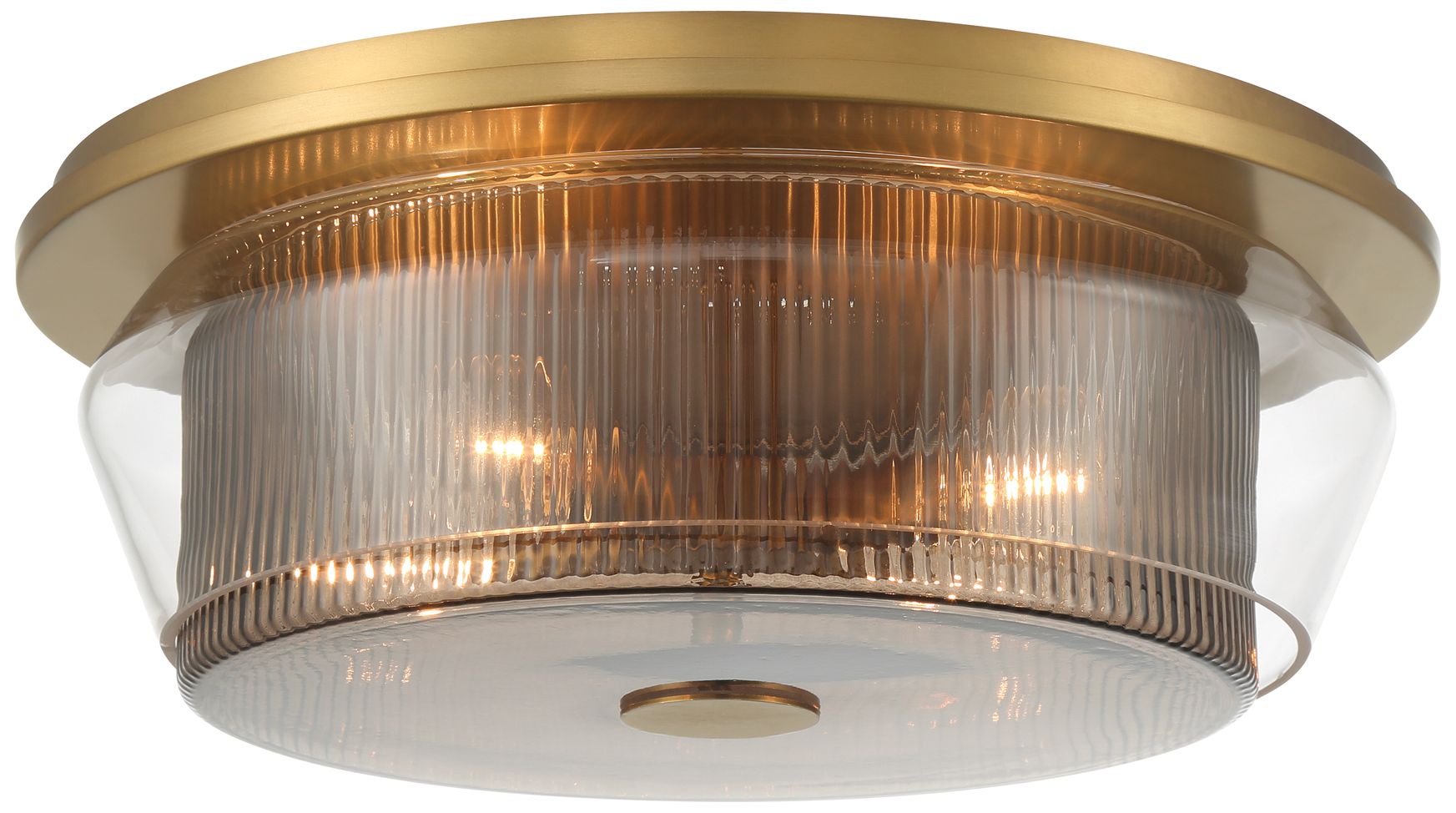 Thumbnail3 of Minka Lavery Kiruna 4-Light 17-in Legacy Brass Flush Mount with Glass Shade more views
