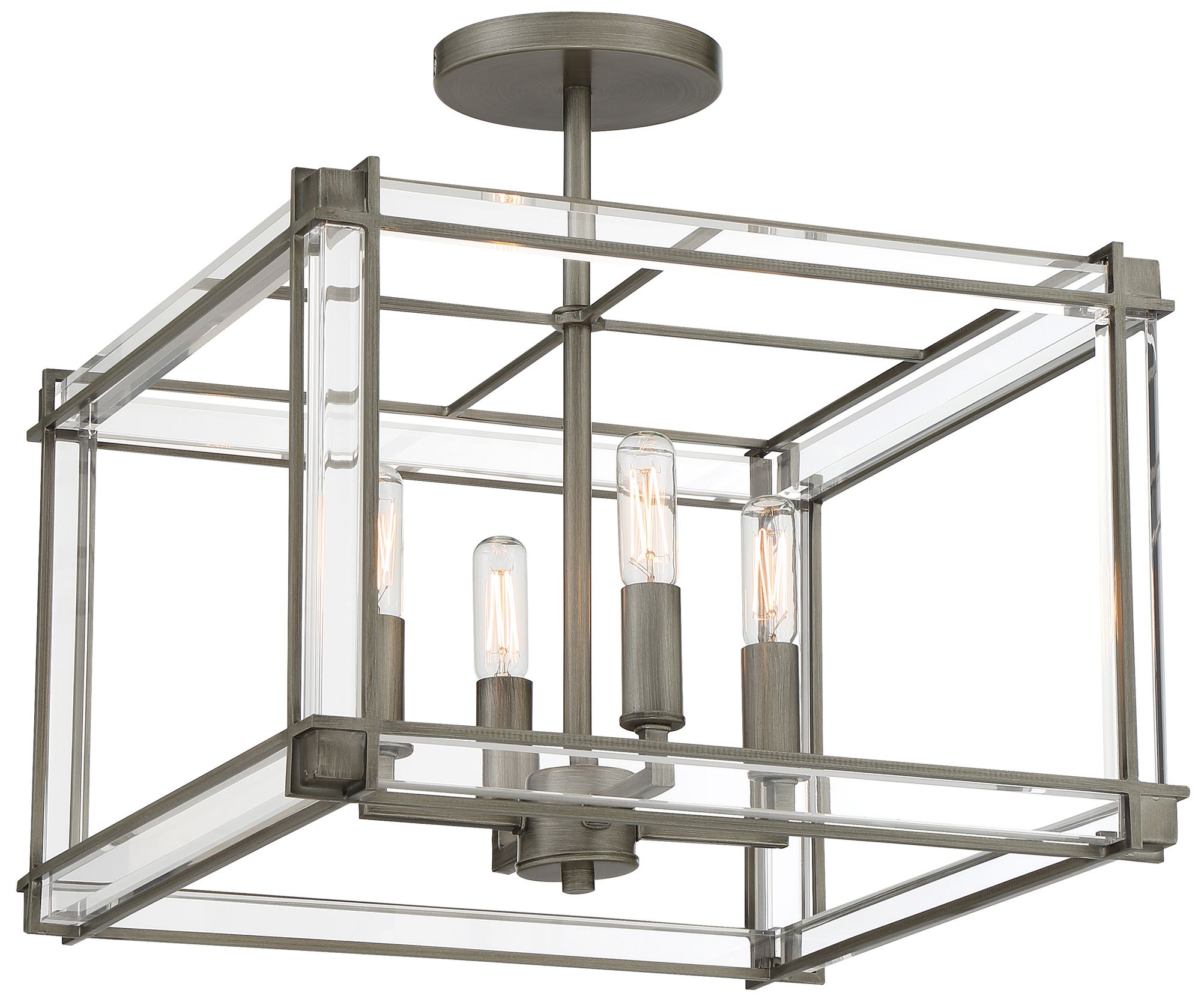 Minka-Lavery Langen Square 4-Light Antique Nickel Semi-Flush