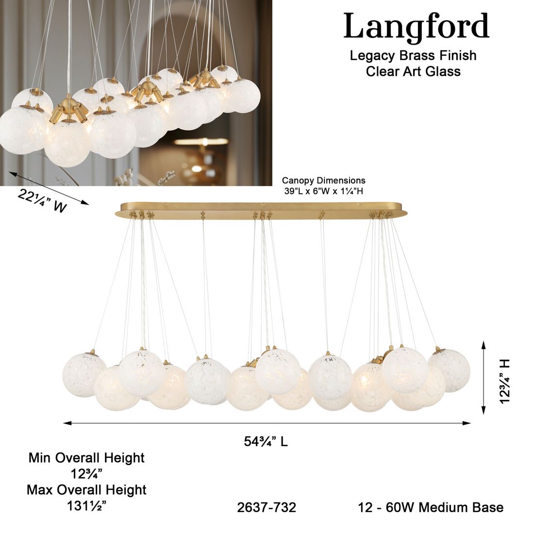 Minka-Lavery Langford 12-Light 54.75-in Brass Island Chandelier with Shades