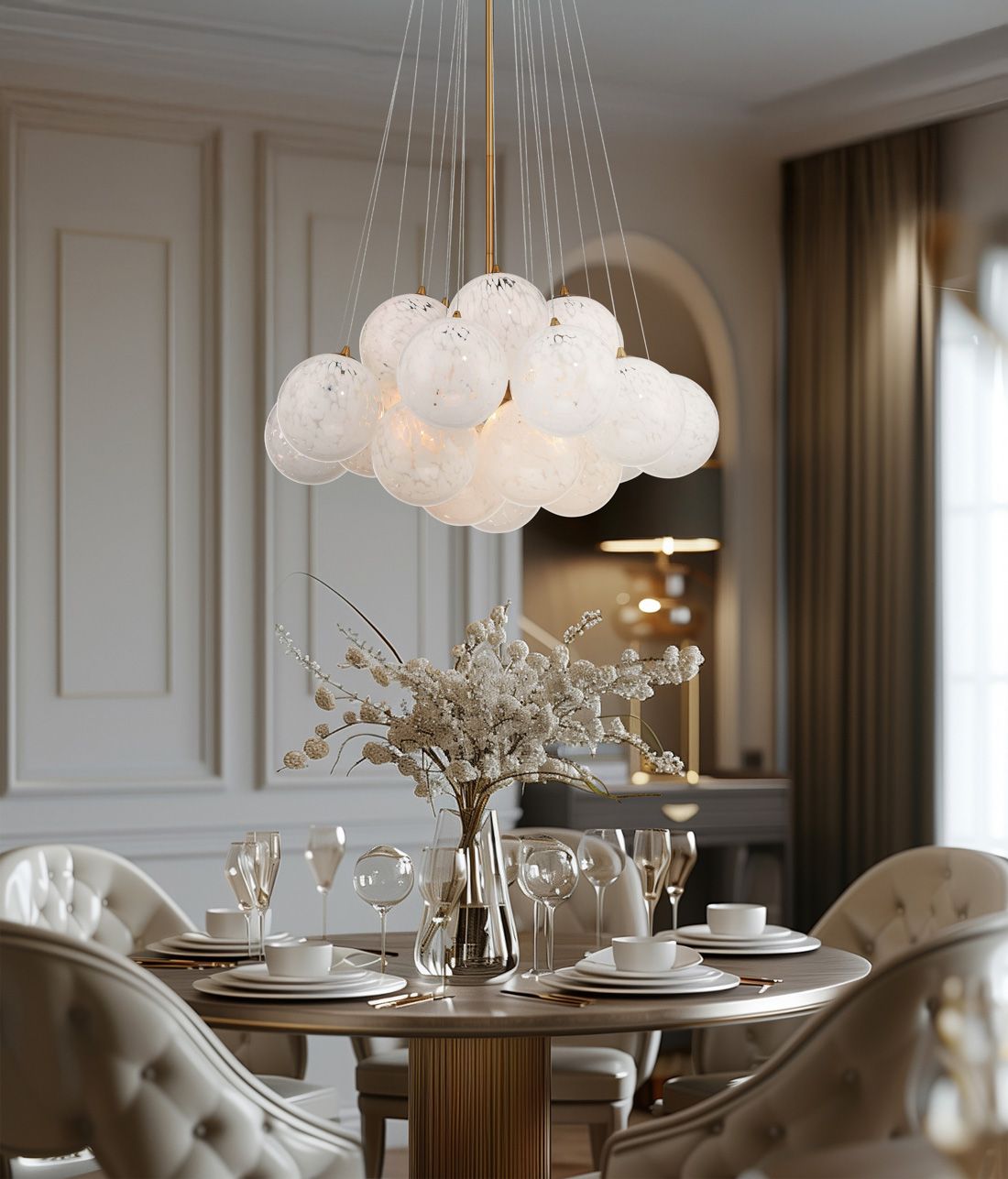 Image 6 Minka-Lavery Langford 5-Light 25-in Legacy Brass Pendant with Glass Shades more views