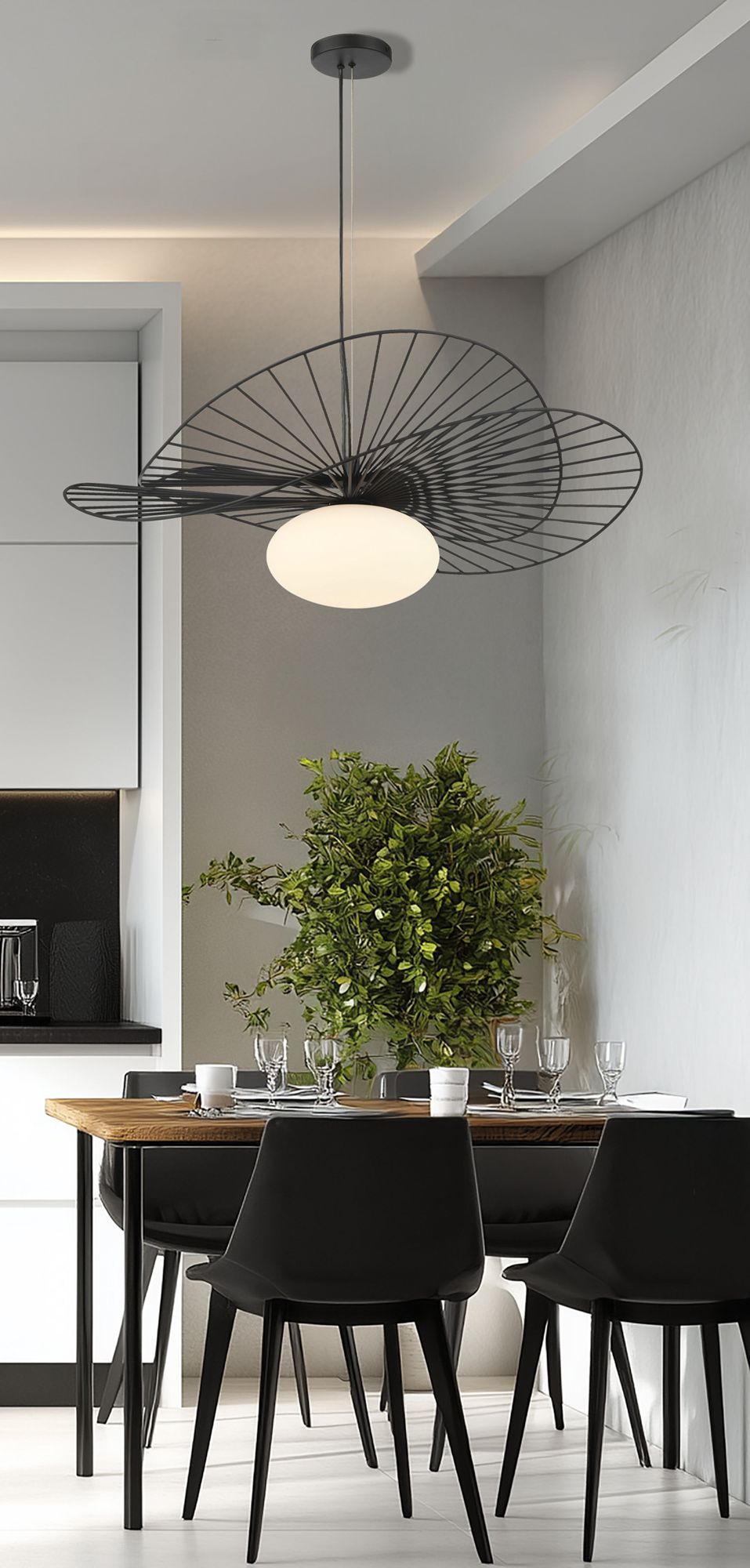 Image 4 Minka Lavery Langley 1-Light 32.25-in Dark Black Pendant with Glass Shade more views