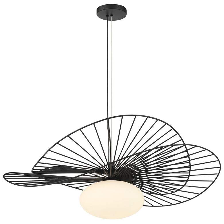 Image 1 Minka Lavery Langley 1-Light 32.25-in Dark Matte Black Pending Lighting