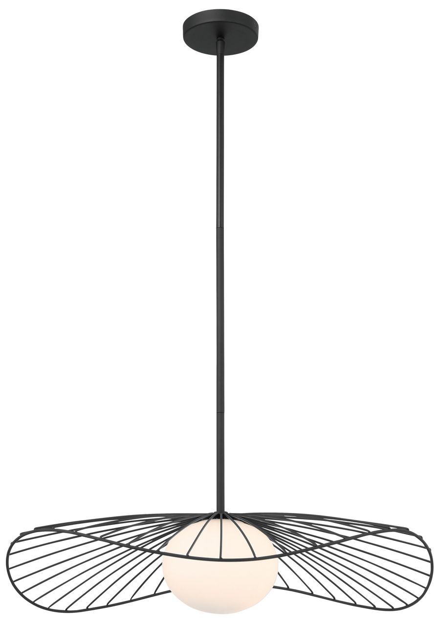 Image 2 Minka Lavery Langley 1-Lt 24-in Dark Matte Black Pendant with Glass Shade