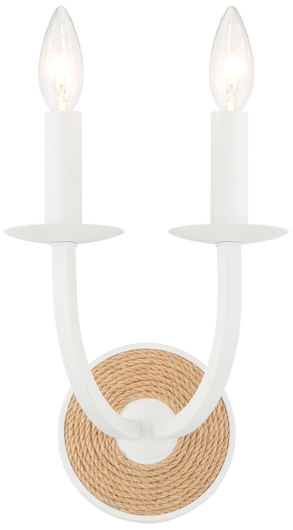 Image 2 Minka-Lavery Lanton 2-Light Sand White with Natural Rope Wall Sconce