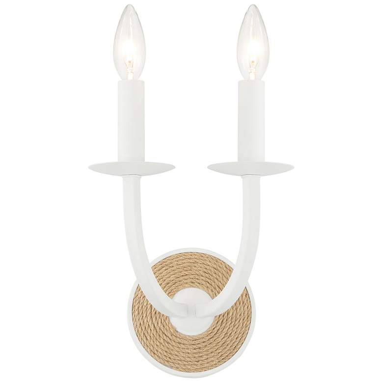 Image 1 Minka-Lavery Lanton 2-Light Sand White with Natural Rope Wall Sconce