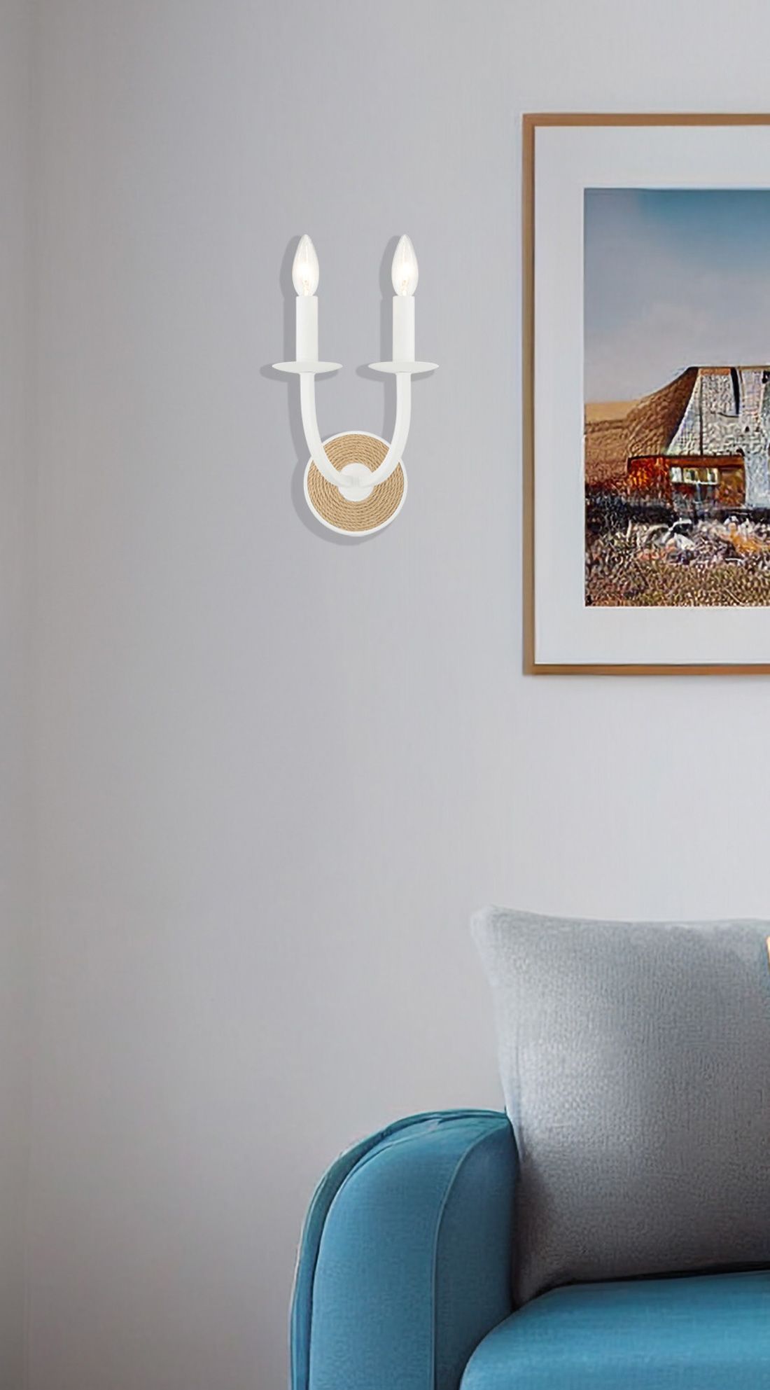 Image 3 Minka-Lavery Lanton 2-Light Sand White with Natural Rope Wall Sconce more views