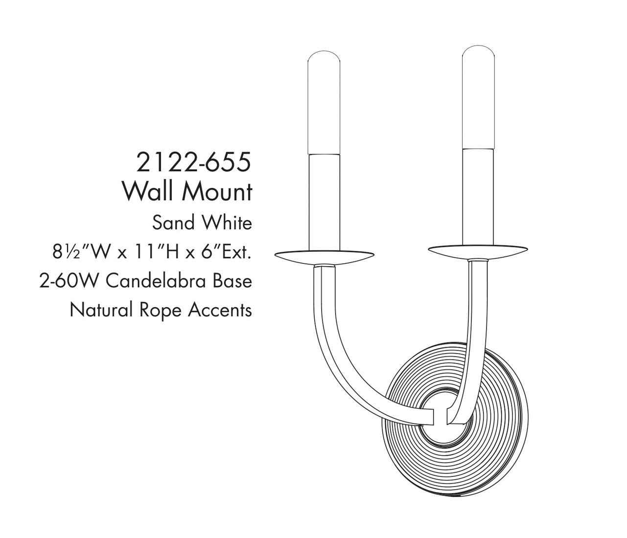 Image 5 Minka-Lavery Lanton 2-Light Sand White with Natural Rope Wall Sconce more views