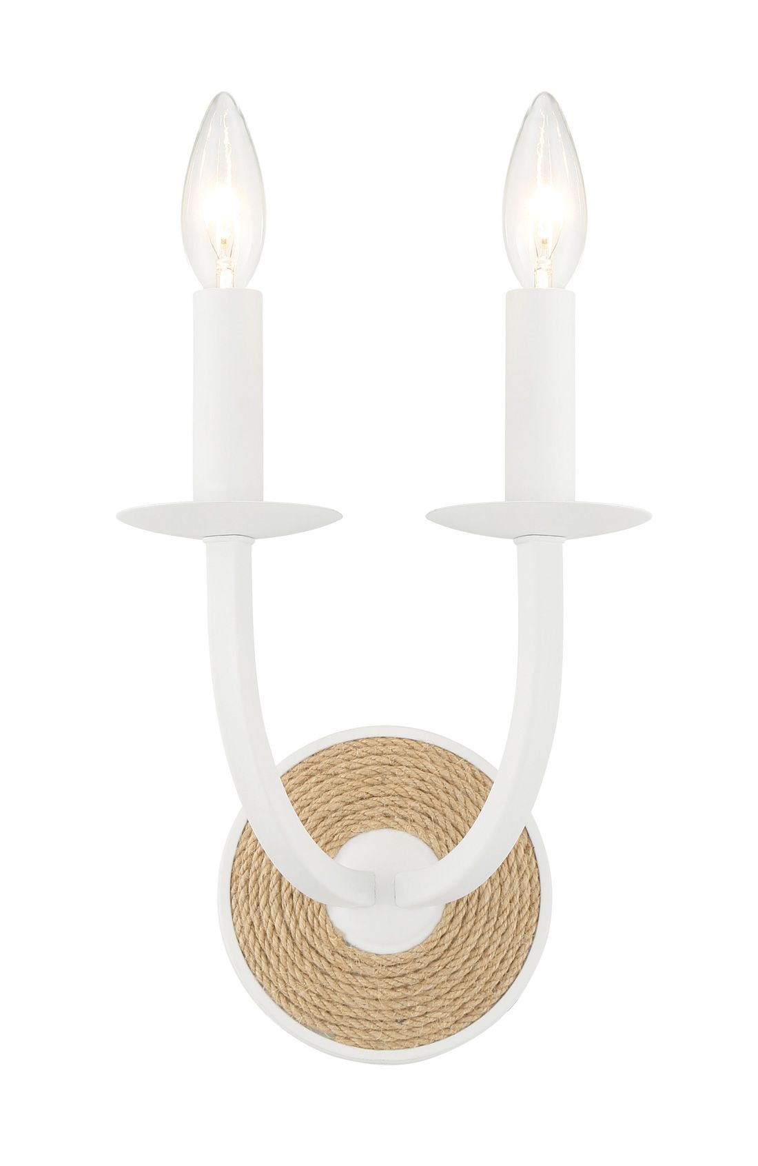 Minka-Lavery Lanton 2-Light Sand White with Natural Rope Wall Sconce