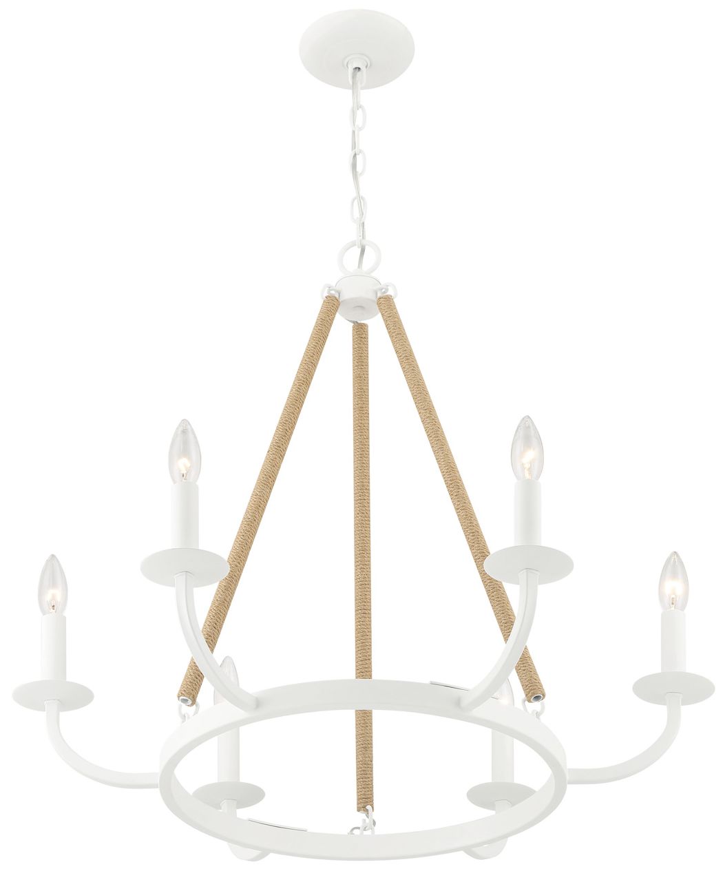 Image 5 Minka Lavery Lanton 28" Sand White Natural Rope 6-Light Chandelier more views