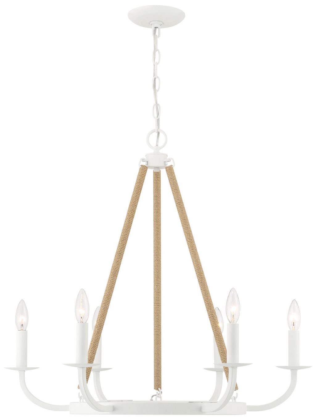 Image 6 Minka Lavery Lanton 28" Sand White Natural Rope 6-Light Chandelier more views