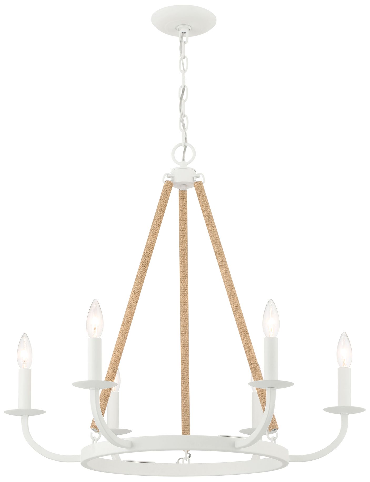 Minka-Lavery Lanton 6-Light Sand White with Natural Rope Chandelier