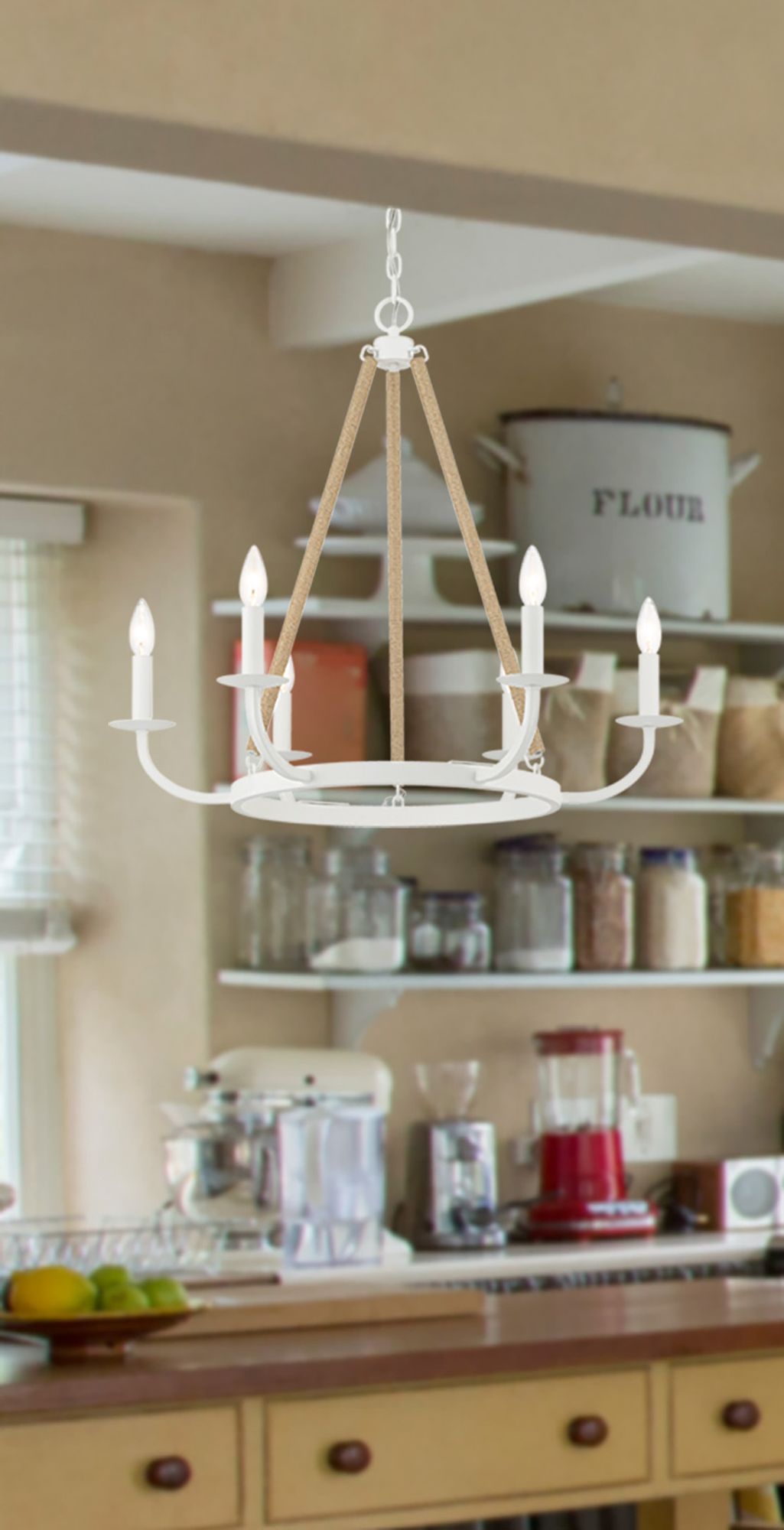 Image 3 Minka-Lavery Lanton 6-Light Sand White with Natural Rope Chandelier more views