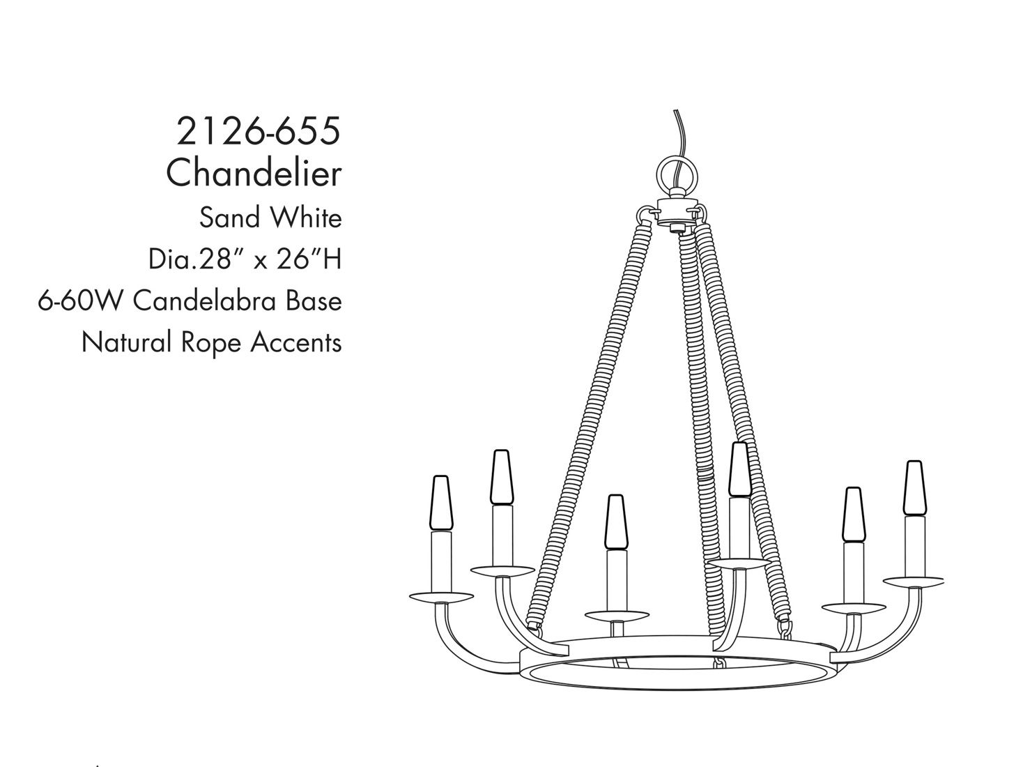 Image 5 Minka-Lavery Lanton 6-Light Sand White with Natural Rope Chandelier more views