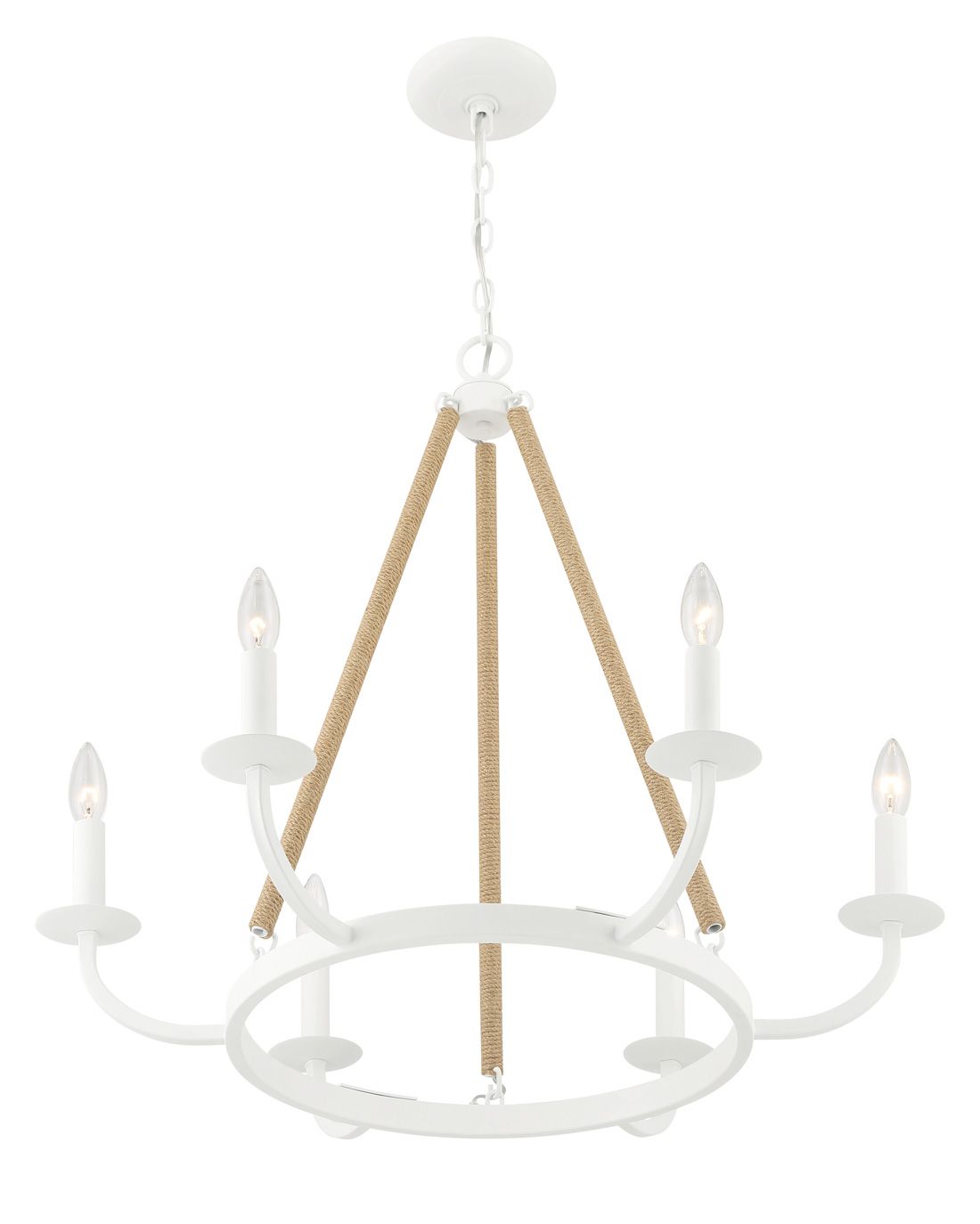 Image 7 Minka-Lavery Lanton 6-Light Sand White with Natural Rope Chandelier more views