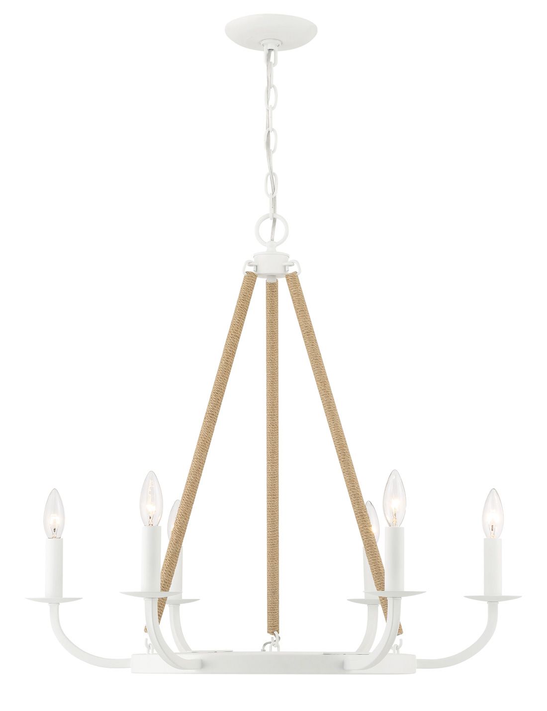 Minka-Lavery Lanton 6-Light Sand White with Natural Rope Chandelier
