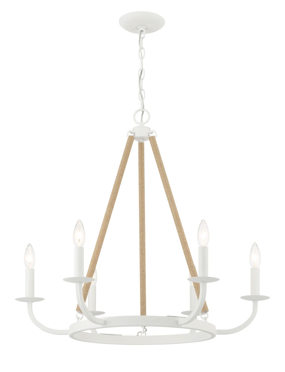 Minka-Lavery Lanton 6-Light Sand White with Natural Rope Chandelier