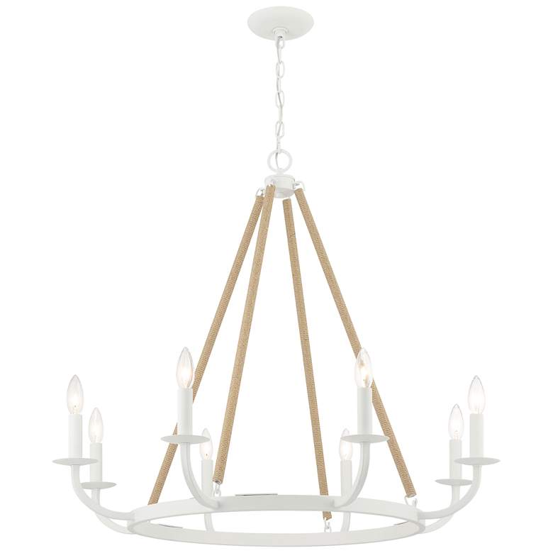 Image 1 Minka-Lavery Lanton 8-Light Sand White with Natural Rope Chandelier