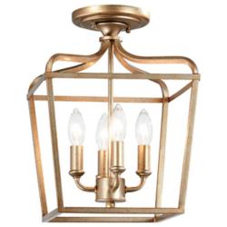 Minka Lavery Laurel Estate 10" Wide 4-Light Cage Gold Ceiling Light