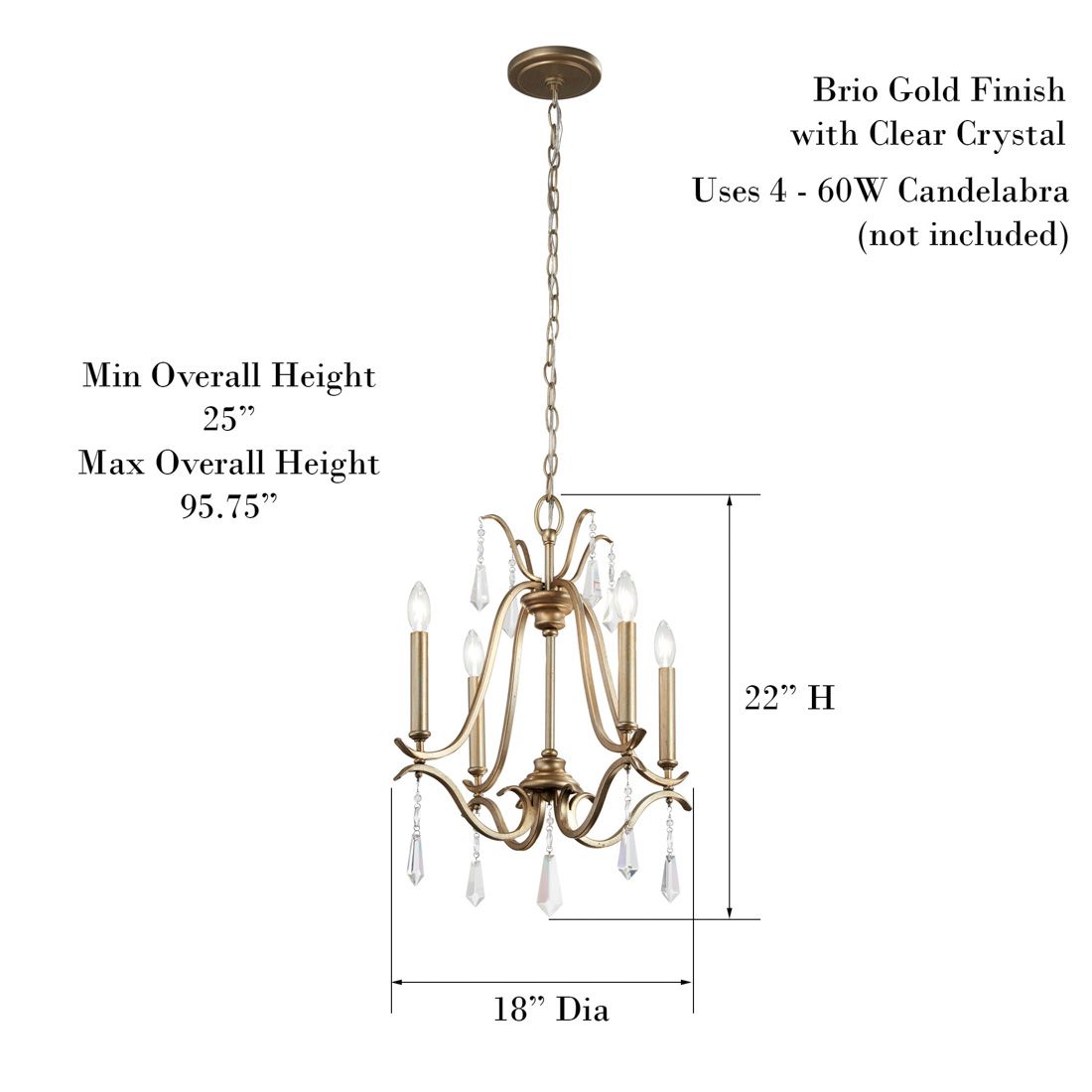 Minka Lavery Laurel Estate 18" Wide Brio Gold 4-Light Mini Chandelier