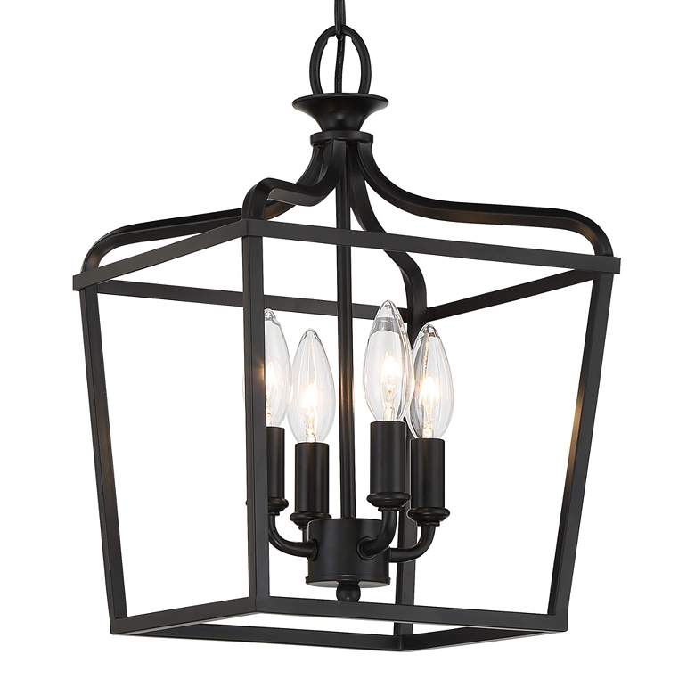 Image 2 Minka Lavery Laurel Estate 4-Light 10-in Black Cage Pendant to Semi-Flush more views