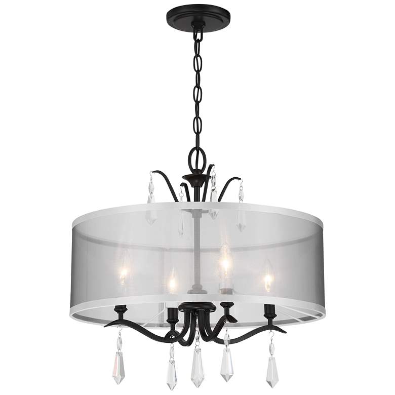 Image 2 Minka Lavery Laurel Estate 4-Light 20-in Black Pendant to Semi-Flush