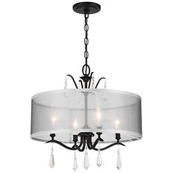 Minka Lavery Laurel Estate 4-Light 20-in Black Pendant to Semi-Flush