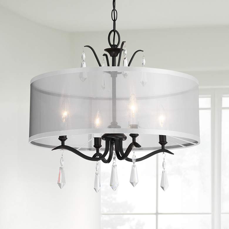 Image 1 Minka Lavery Laurel Estate 4-Light 20-in Black Pendant to Semi-Flush