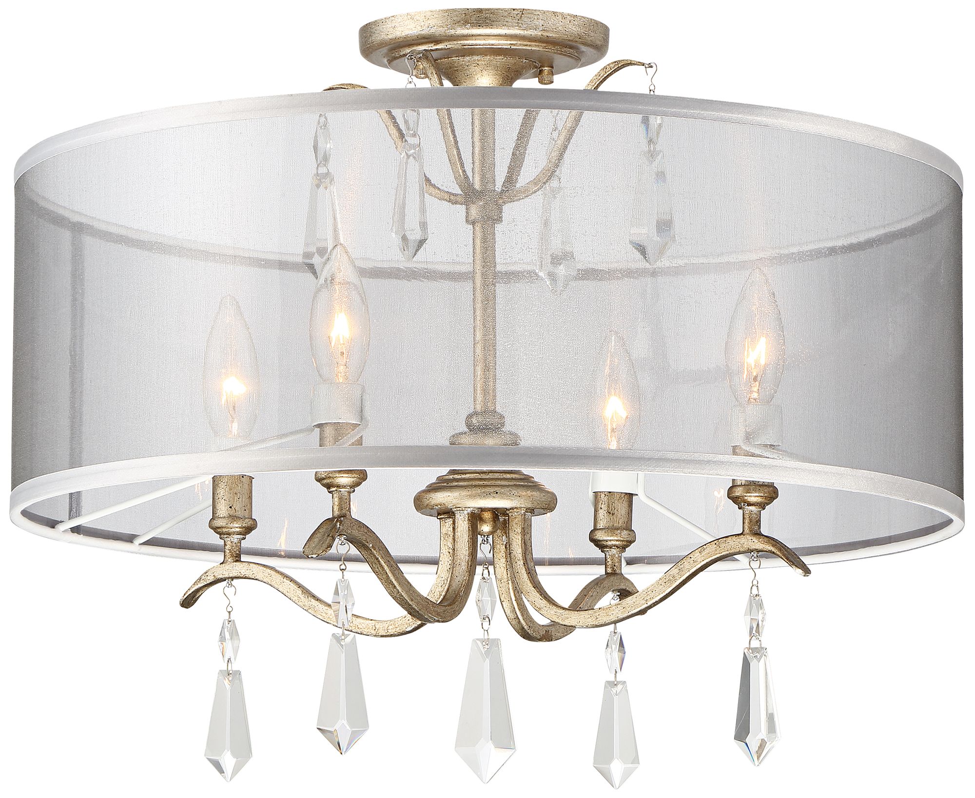 Minka-Lavery Laurel Estate 4-Light Brio Gold Pendant Convert to Semi-Flush