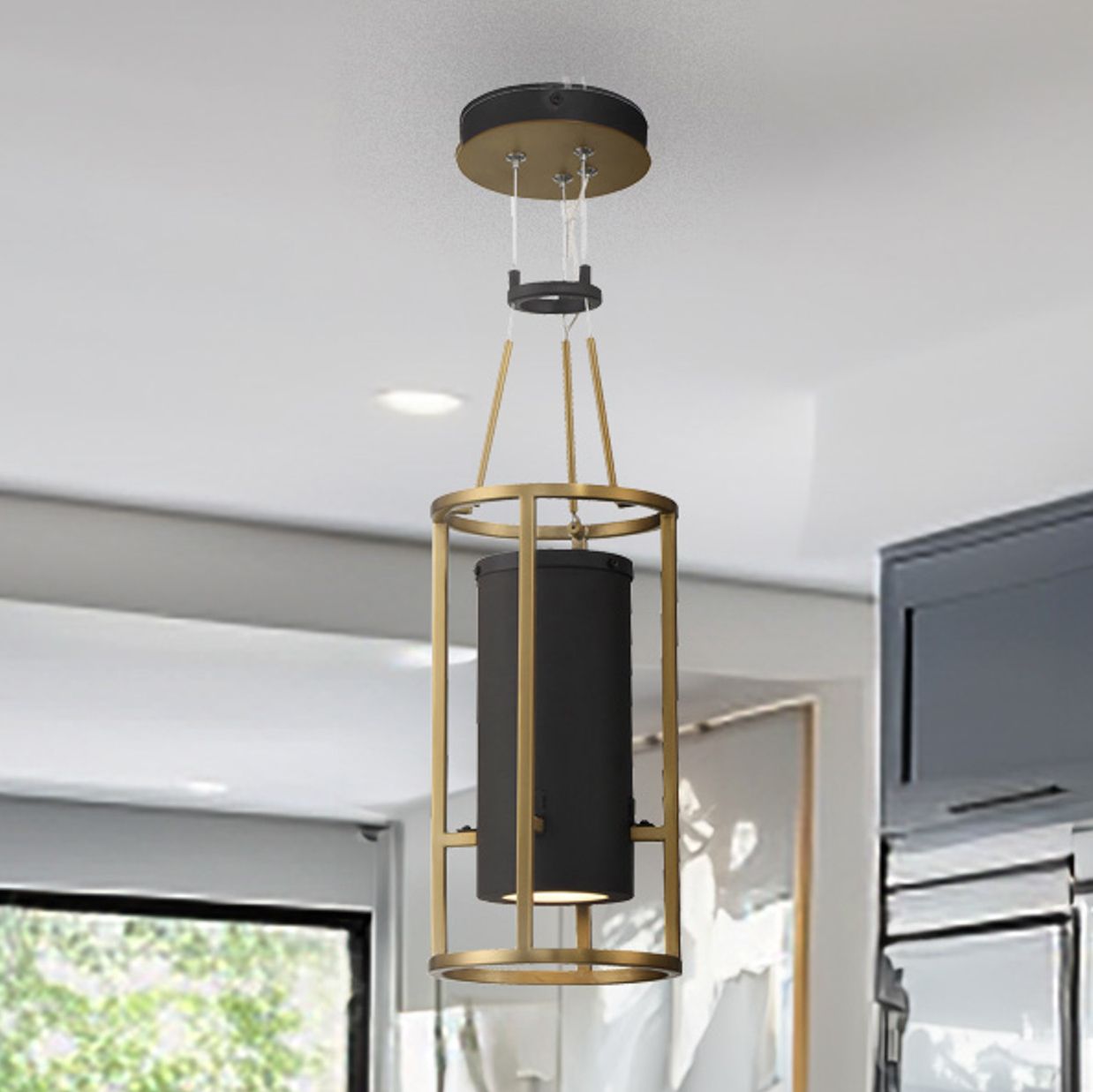 Thumbnail1 of Minka-Lavery Levitation LED Sand Black and Soft Brass Mini-Pendant
