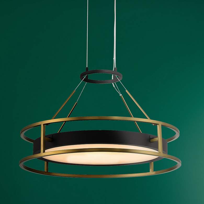 Image 1 Minka-Lavery Levitation LED Soft Brass and Black Pendant