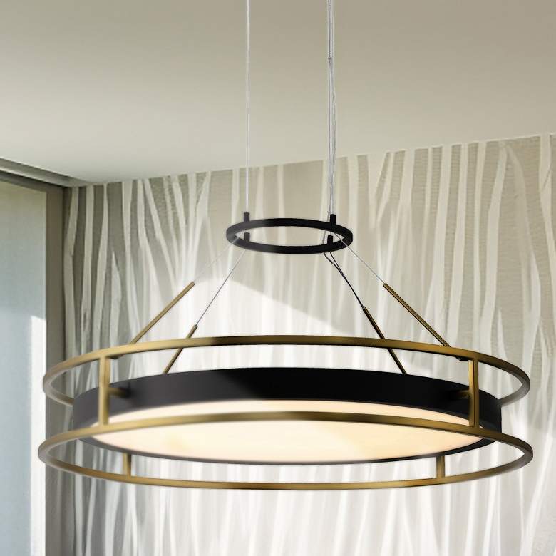 Image 1 Minka-Lavery Levitation LED Soft Brass and Black Pendant