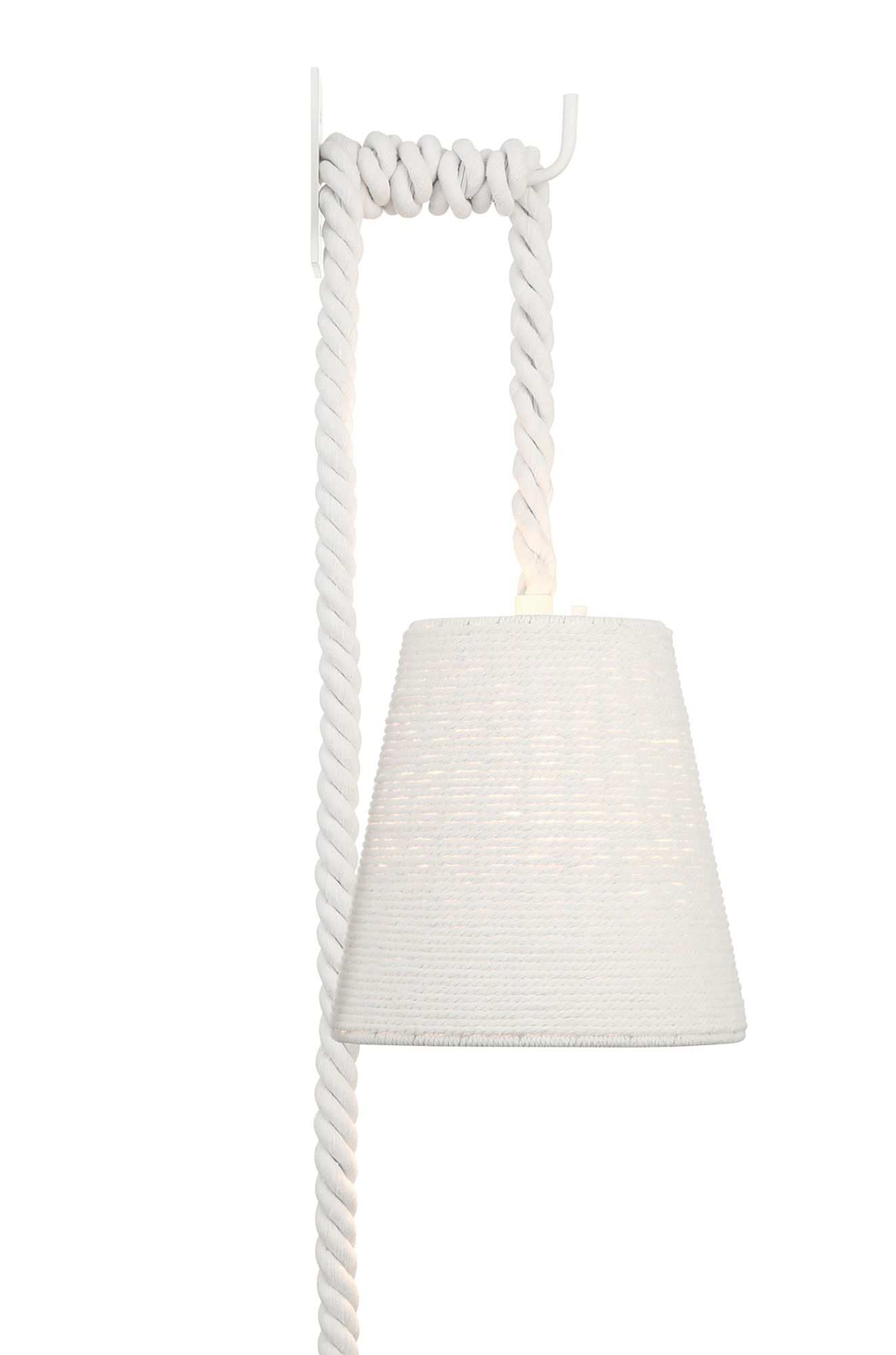 Image 2 Minka Lavery Lodelle 1-Light 10-in White Wall Sconce with Rope Shades more views
