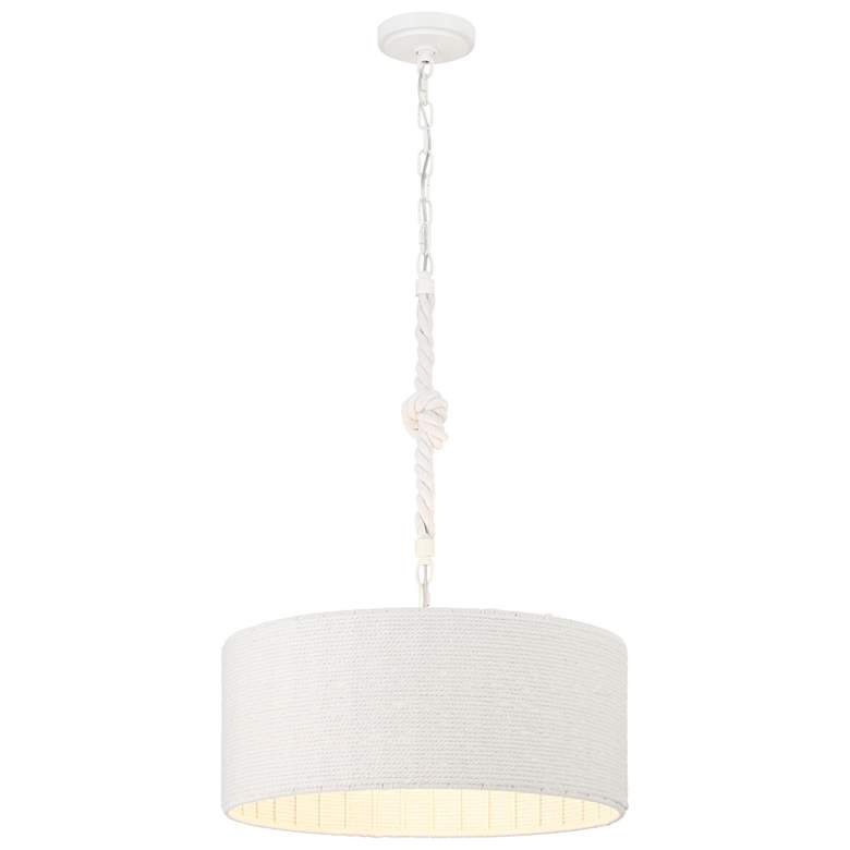 Image 2 Minka Lavery Lodelle 3-Light 19-in White Pendant with Cotton Rope Shades