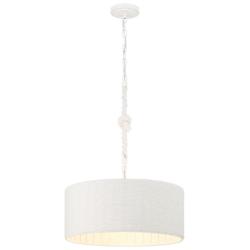 Minka Lavery Lodelle 3-Light 19-in White Pendant with Cotton Rope Shades