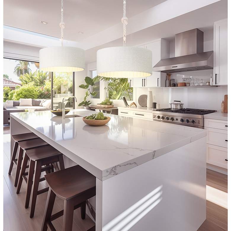 Image 7 Minka Lavery Lodelle 3-Light 19-in White Pendant with Cotton Rope Shades more views