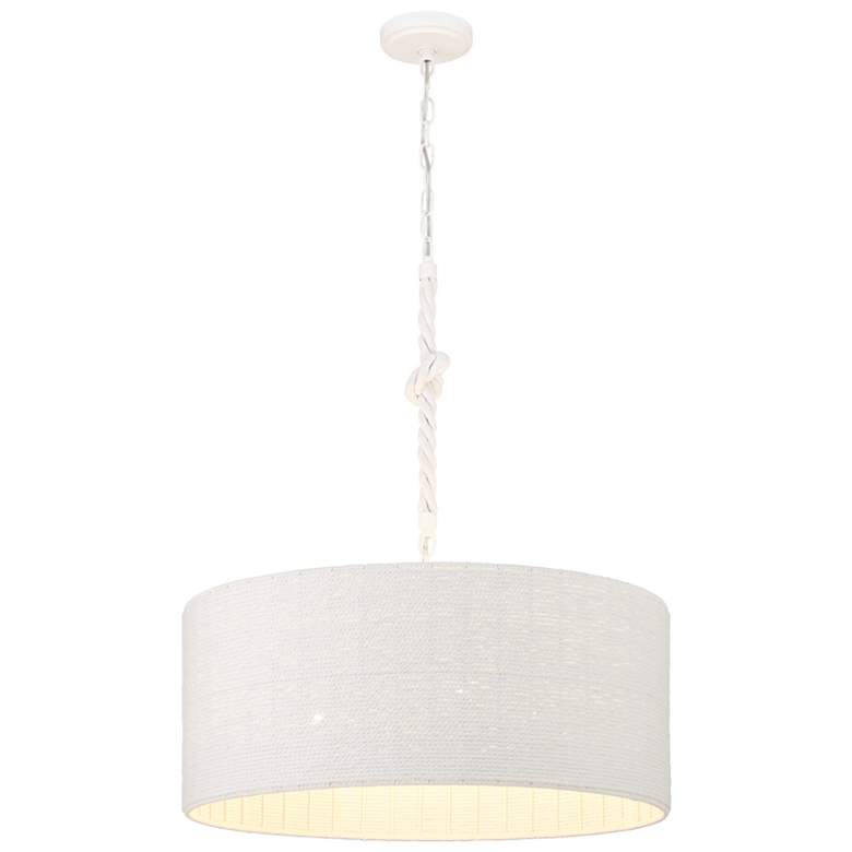 Image 1 Minka Lavery Lodelle 4-Light 24-in White Pendant with Cotton Rope Shades