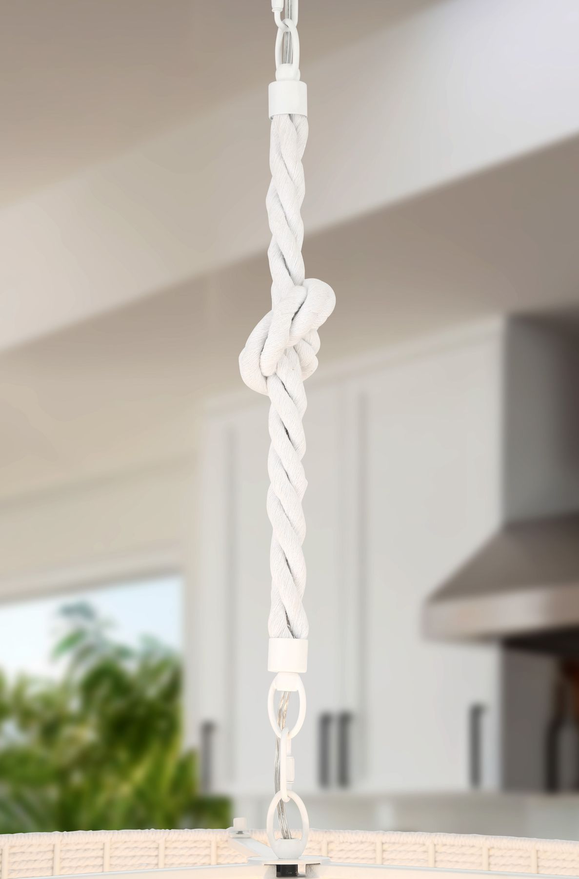 Minka Lavery Lodelle 4-Light 24-in White Pendant with Cotton Rope Shades