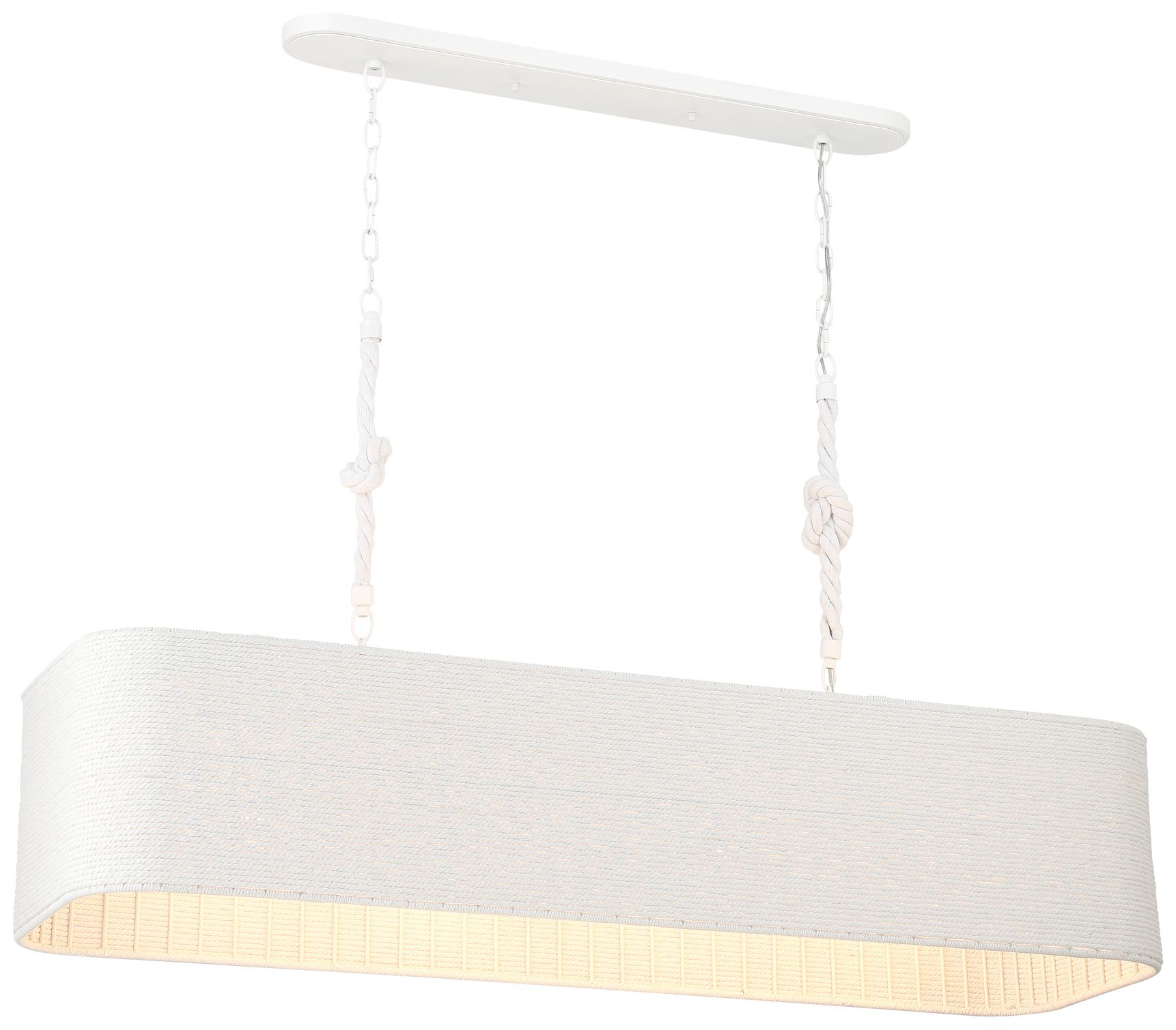 Minka Lavery Lodelle 4-Light 48-in White Linear Chandelier with Rope Shades