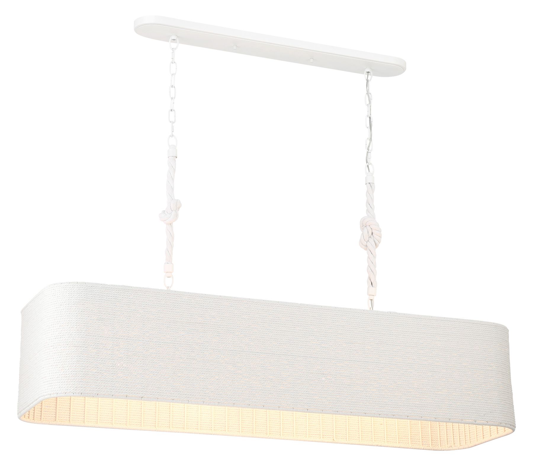 Image 3 Minka Lavery Lodelle 4-Light 48-in White Linear Chandelier with Rope Shades more views
