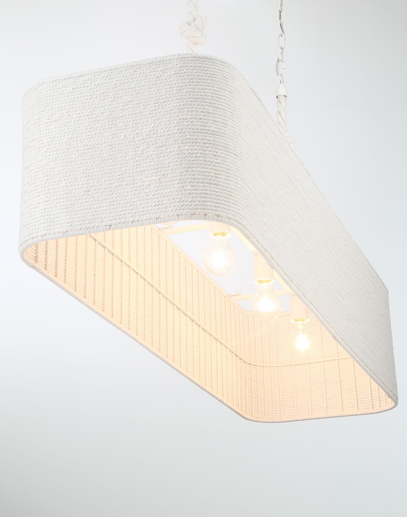 Image 5 Minka Lavery Lodelle 4-Light 48-in White Linear Chandelier with Rope Shades more views