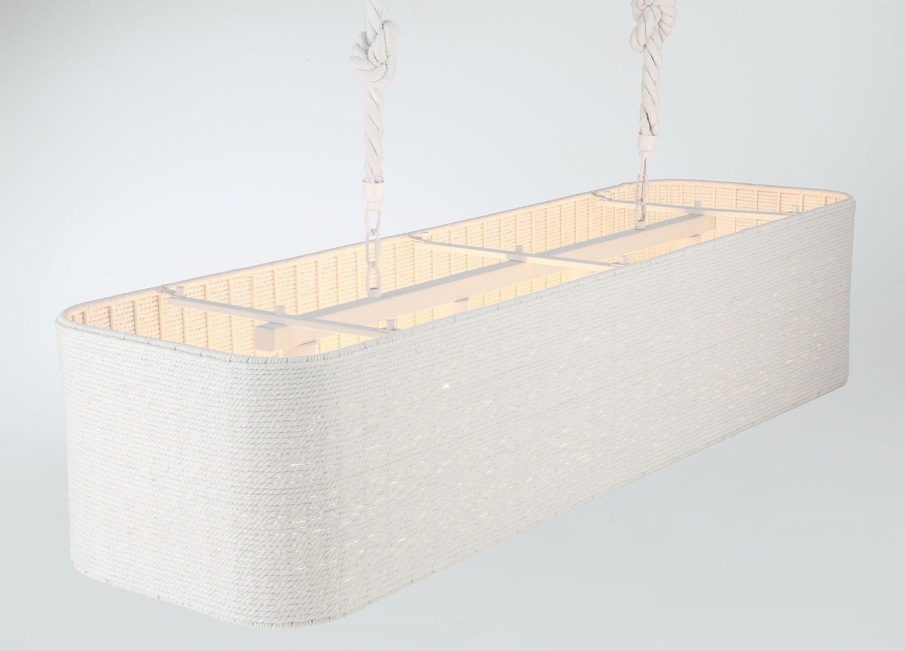 Image 7 Minka Lavery Lodelle 4-Light 48-in White Linear Chandelier with Rope Shades more views