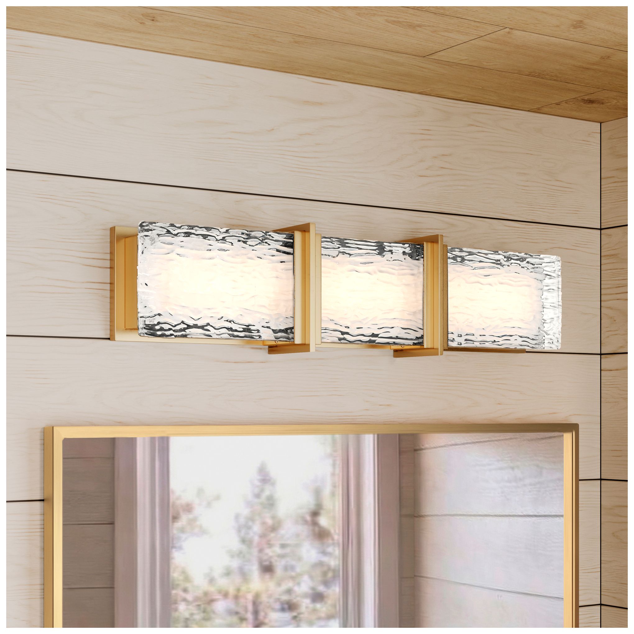 Thumbnail2 of Minka Lavery Lumina LED 24.5-in Legacy Brass Vanity Light with Glass Shade more views