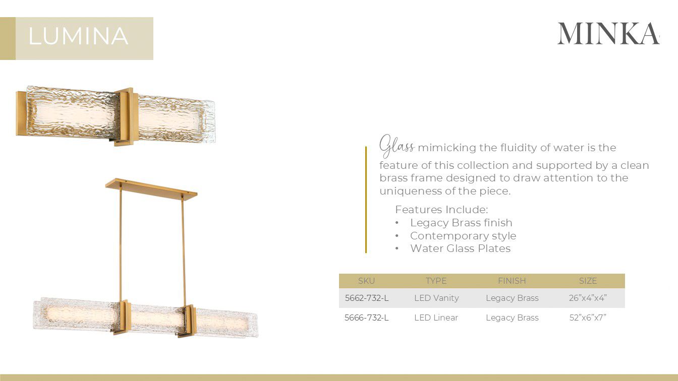 Image 7 Minka Lavery Lumina LED 26-in Legacy Brass Vanity Light with Glass Shade more views