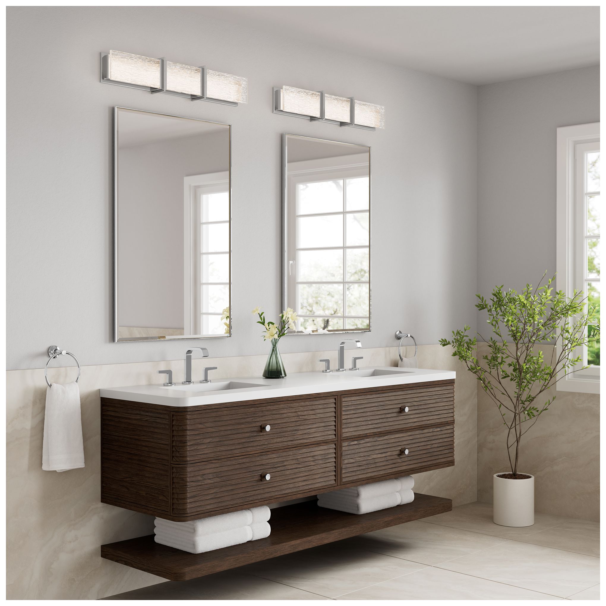 Image 4 Minka Lavery Lumina LED 30.5-in Chrome Vanity Light with Glass Shade more views