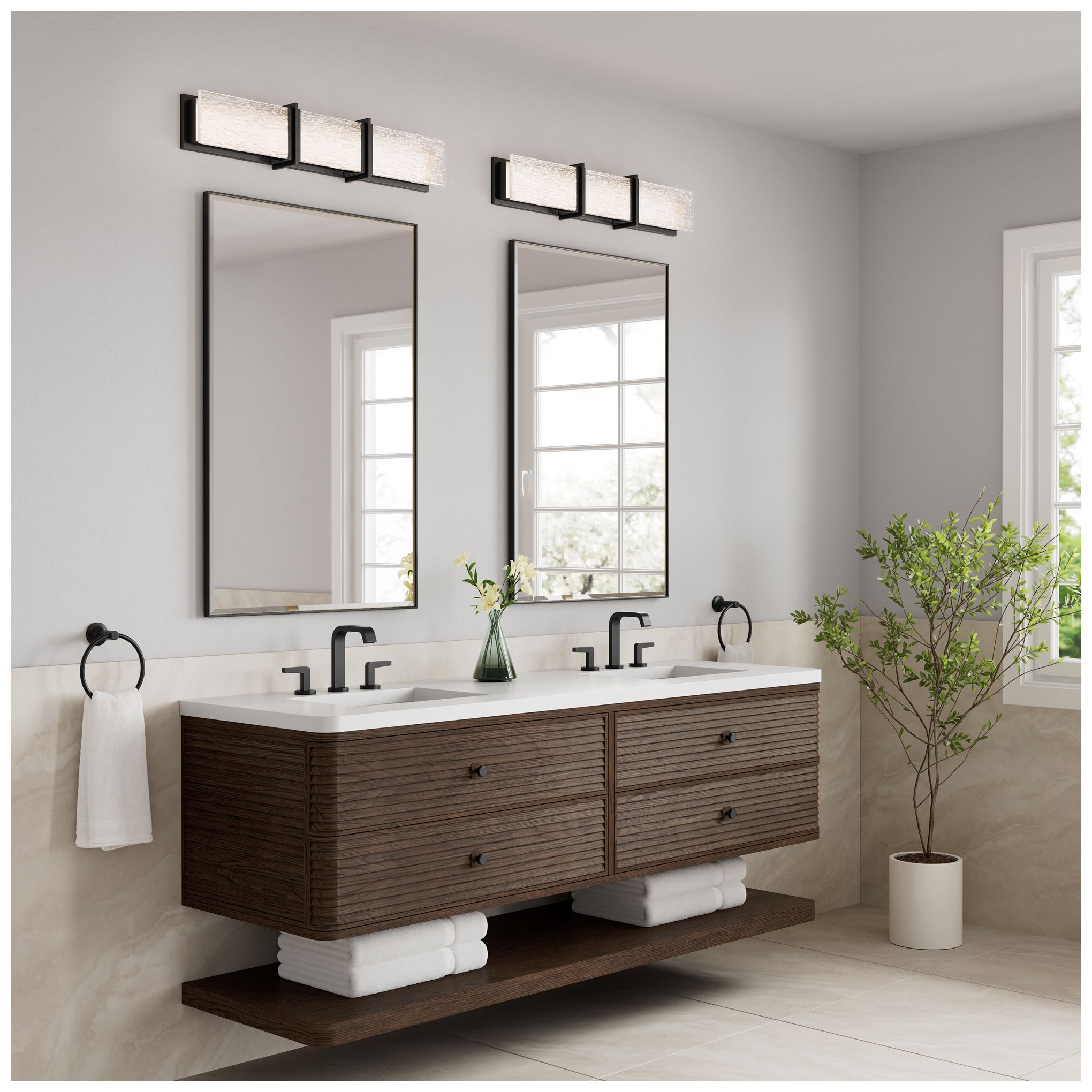 Image 4 Minka Lavery Lumina LED 30.5-in Dark Matte Black Vanity Light with Shade more views